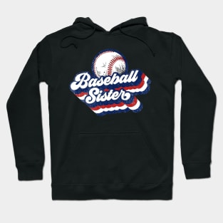 Retro Baseball Sister Red White Blue Hoodie